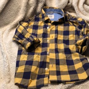 Mini boden long sleeve blue/gold button down 6-7